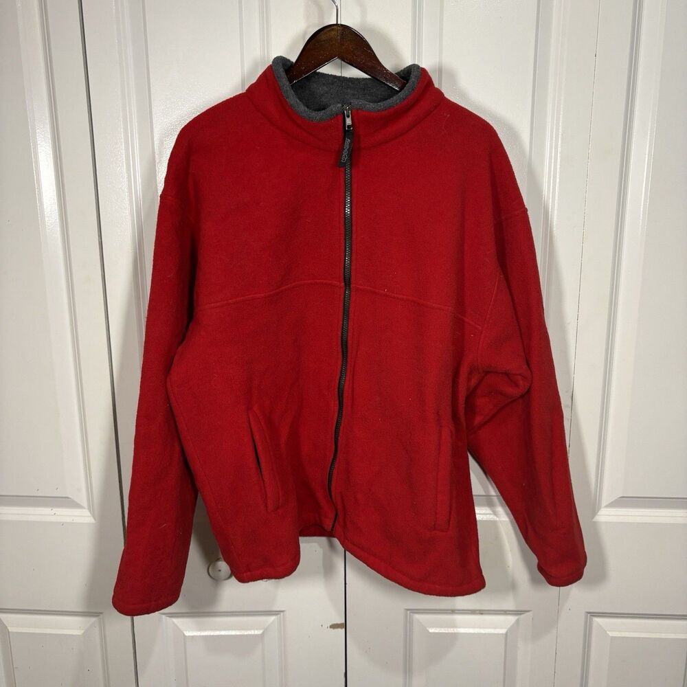 Kellysport Mens XL Fleece Jacket Red Zip Outdoor Warm Layer Casual Outerwear